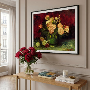Poster Bol avec pivoines et roses par Vincent van Gogh