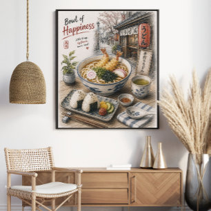 Poster Bol de Bonheur Udon Tempura Japonais