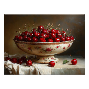 Poster Bol de cerises peint