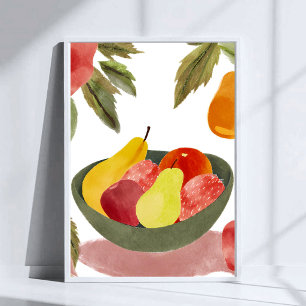Poster Bol de fruits Aquarelle Citrus