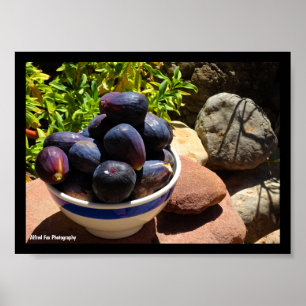 Poster Bol de fruits de figue sur pierre