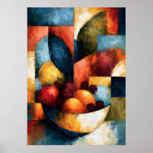 Poster Bol de fruits japonais Kudamono, nature morte géom