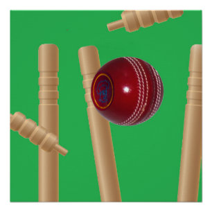 Poster Bol Vert Au Cricket,