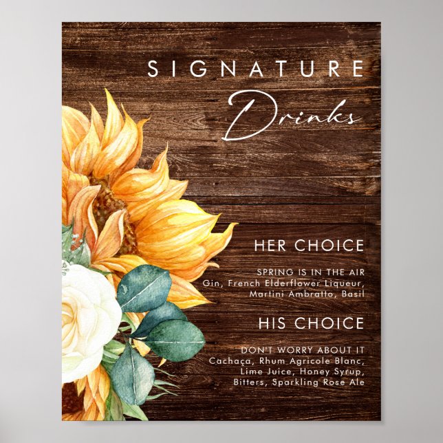 Poster Bold Country Sunflower | Boissons signatures au bo (Devant)