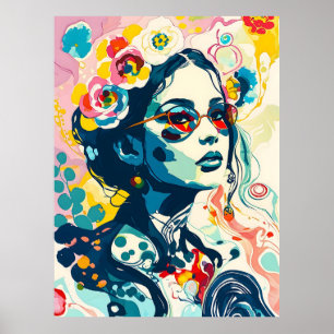 Poster Bold Floral Queen - Vibrant Elegance Portrait