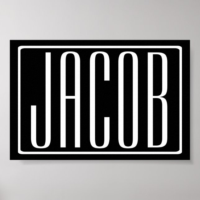 Poster Bold & Modern Your name or Word | White On Black (Devant)