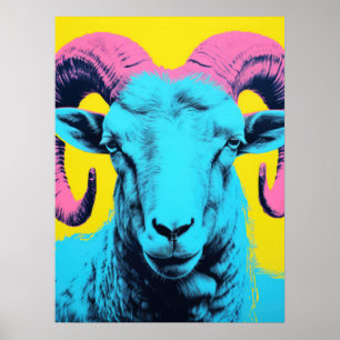 Poster Bold Ram : Neon Pop Art