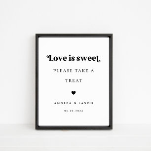 Poster Bold Retro Script Love is Sweet Favor Mariage Sign