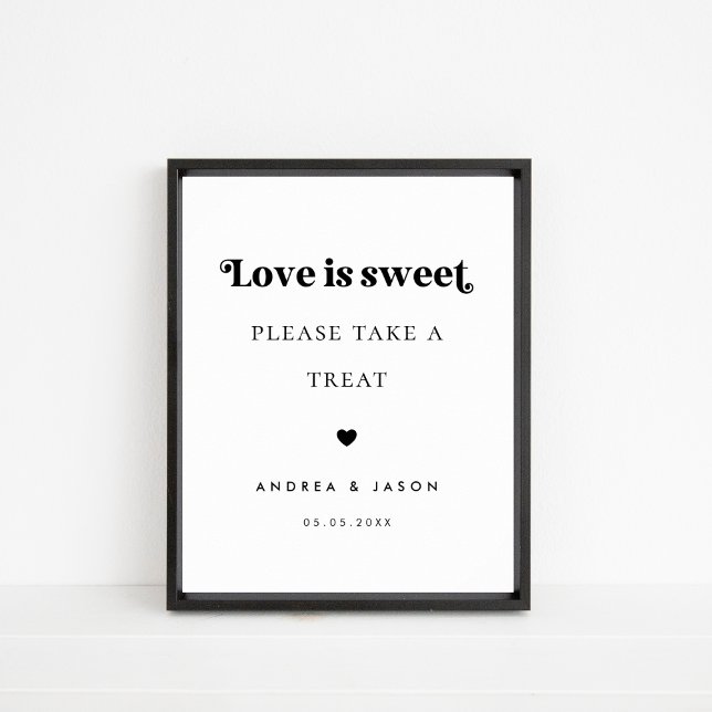 Poster Bold Retro Script Love is Sweet Favor Mariage Sign (Créateur téléchargé)