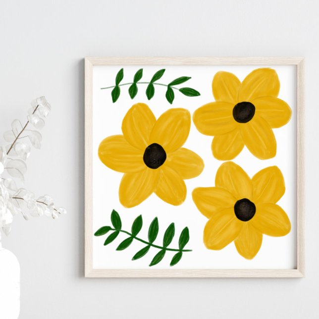 Poster Bold Yellow Modern Flower Graphic Painting (Créateur téléchargé)