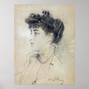 Poster Boldini - Dame au collier de perles