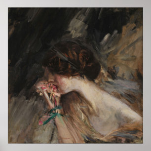 Poster Boldini - Jeune Femme Avec Une Fleur