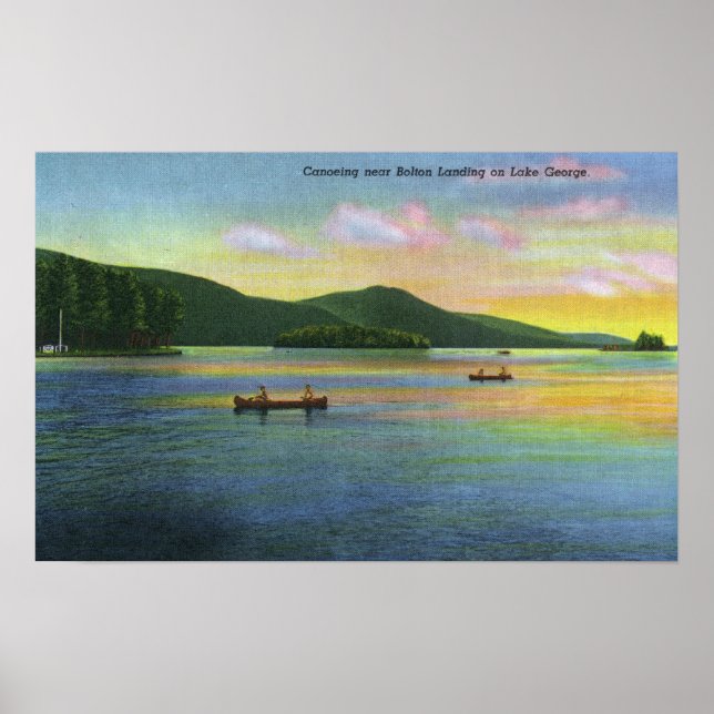 Poster Bolton Landing Vue sur le canoë-kayak des couples (Devant)