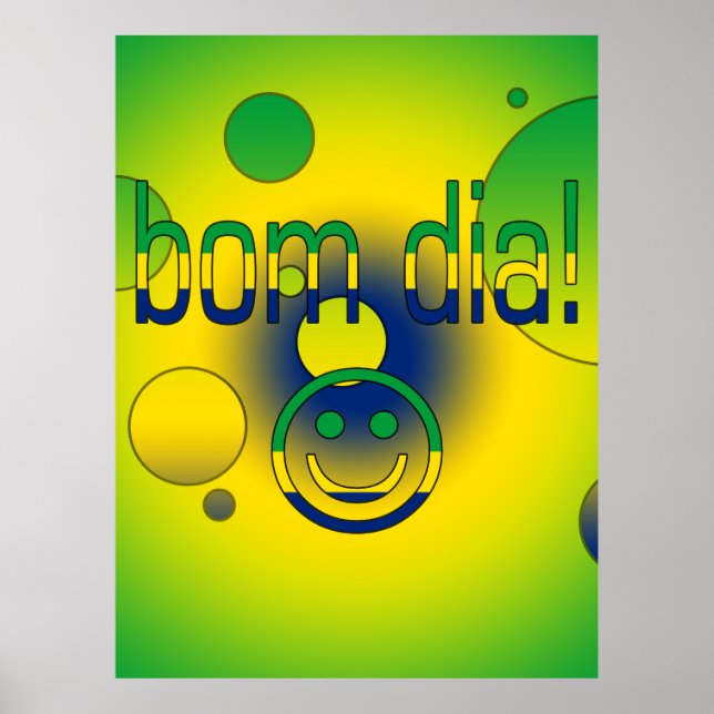 Poster Bom Dia ! Brésil Drapeau couleurs Pop Art (Devant)