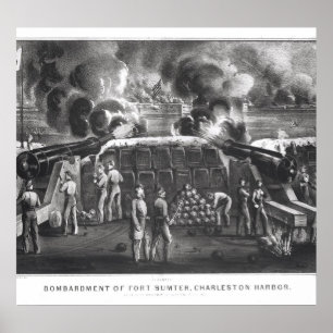 Poster Bombardement du fort Sumter, port de Charleston