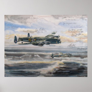 Poster Bombardier de Lancaster au-dessus des stylos