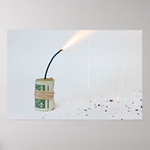Poster Bombe de dollar sur Arrière - plan léger
