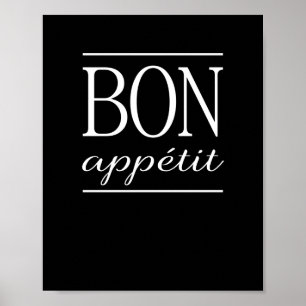Poster BON APPÉTIT Citation Dîner Cuisine Noire