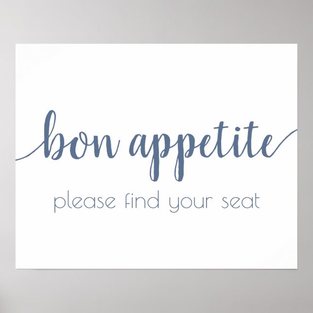 Poster Bon appétit simple | Dusty Blue Any Event Sign (Devant)