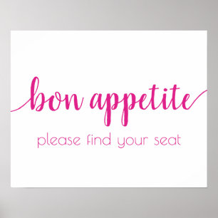 Poster Bon appétit simple   Hot Pink - Tout événement Sig