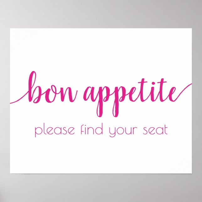 Poster Bon appétit simple | Hot Pink - Tout événement Sig (Devant)