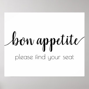 Poster Bon appétit simple Script noir Tout événement Si