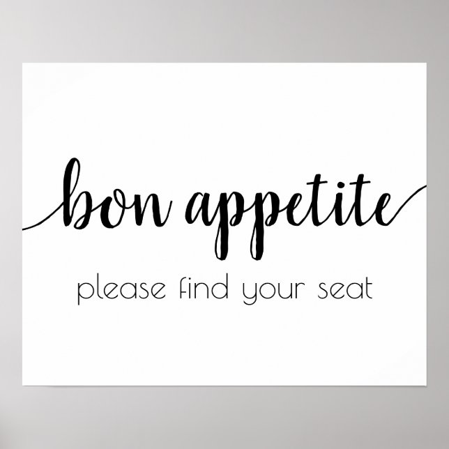 Poster Bon appétit simple | Script noir Tout événement Si (Devant)