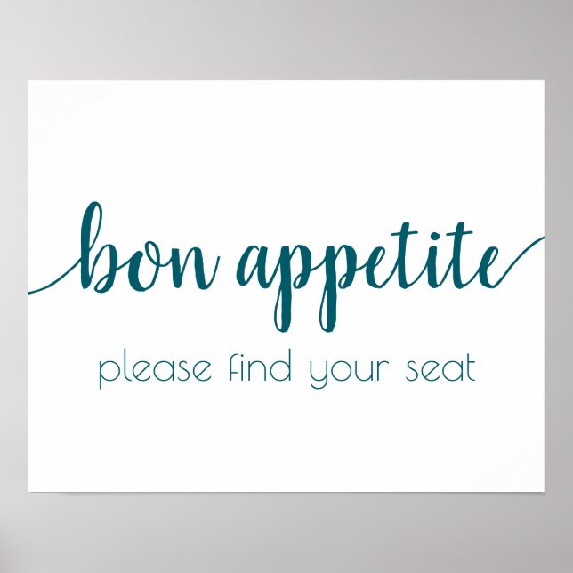 Poster Bon appétit simple | Turquoise Aqua Any Event Sign (Devant)
