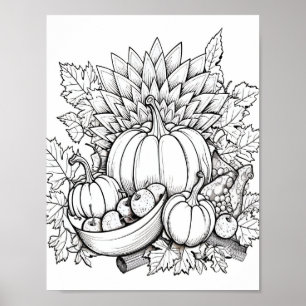 Poster Bon thanksgiving Couleur adulte