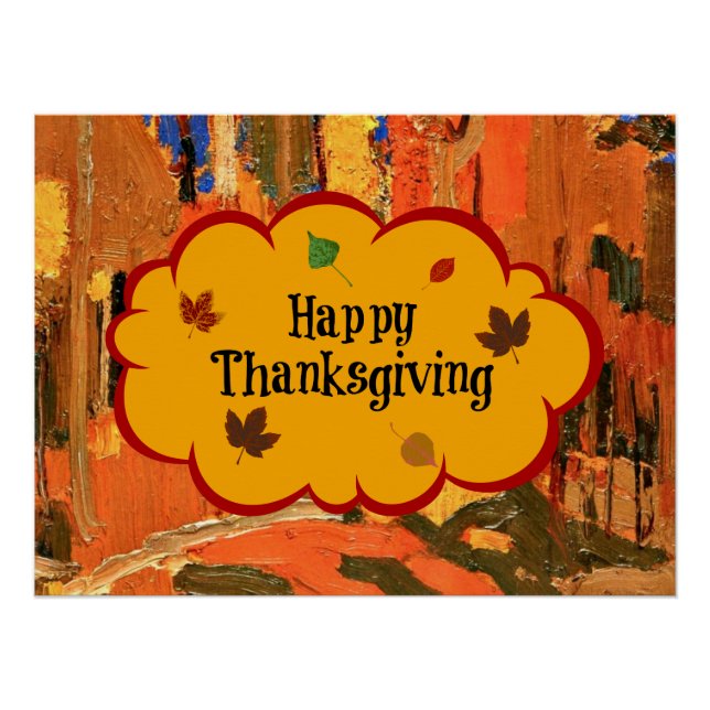 Poster Bon thanksgiving, Couleurs Automnes, (Devant)