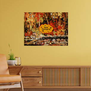 Poster "Bon thanksgiving", couleurs de l'automne,
