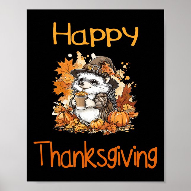 Poster Bon thanksgiving d'action de grâces d'automne de H (Devant)
