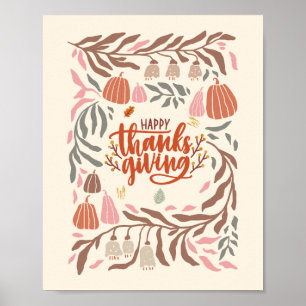 Poster Bon thanksgiving de récolte rétro