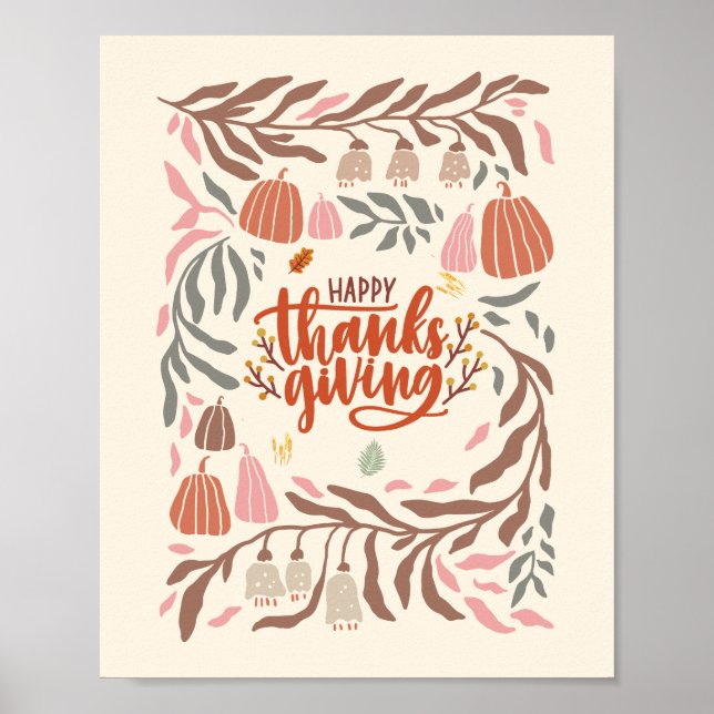 Poster Bon thanksgiving de récolte rétro (Devant)