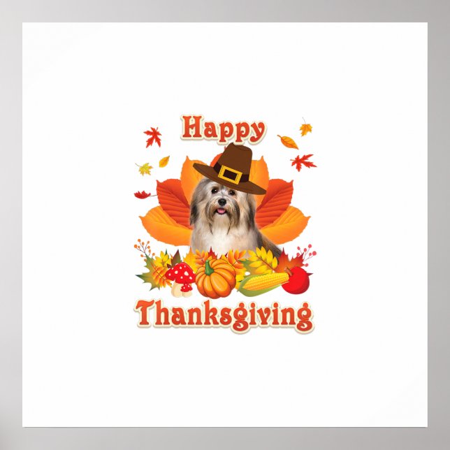 Poster Bon thanksgiving Havanais Chien Je Suis Heureux (Devant)