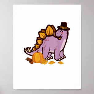 Poster Bon thanksgiving Holiday Cute Stegosaurus Dinosa