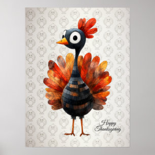 Poster Bon thanksgiving mignon Bébé coloré Turquie
