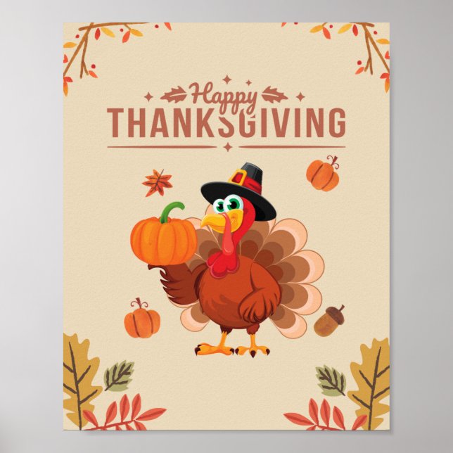 Poster Bon thanksgiving turc beige (Devant)