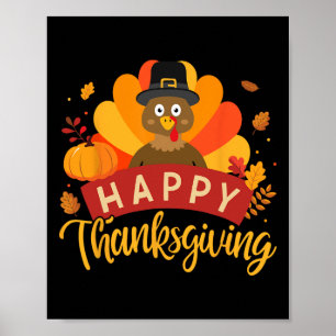 Poster Bon thanksgiving Turquie Pour Dîner En Famille