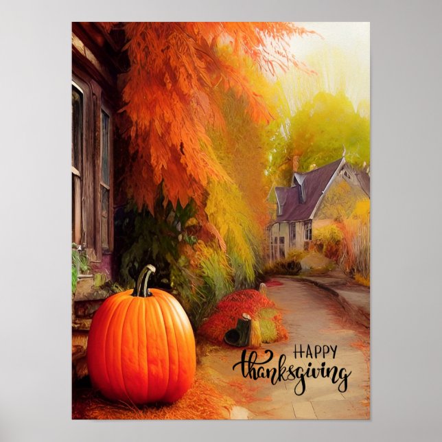 Poster Bon thanksgiving vie calme à la campagne (Devant)