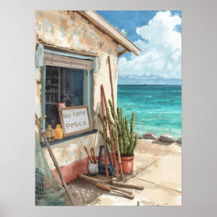 Poster Bonaire cabane à poissons