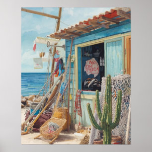 Poster Bonaire fish shack épuisé