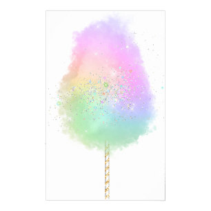 Poster Bonbon de coton parties scintillant arc-en-ciel mi