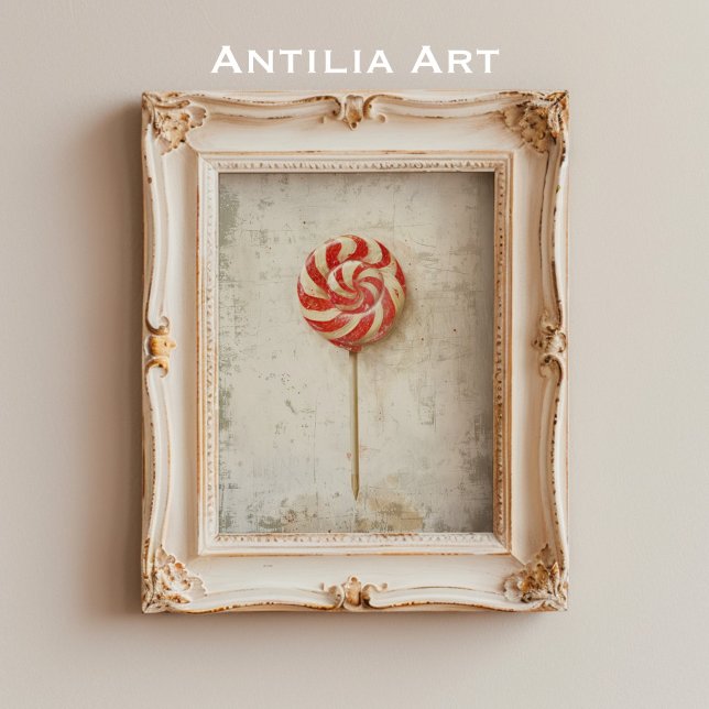 Poster Bonbons de Noël à la molette rouge et blanche (Créateur téléchargé)