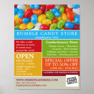 Poster Bonbons Jelly Bean, Fournitures de confiserie Adve