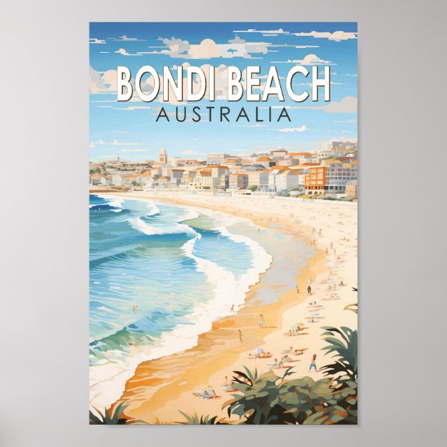 Poster Bondi Beach Australie Travel Art Vintage (Devant)