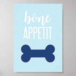 Poster Bone Appetite Chiot Anniversaire Signal Bleu