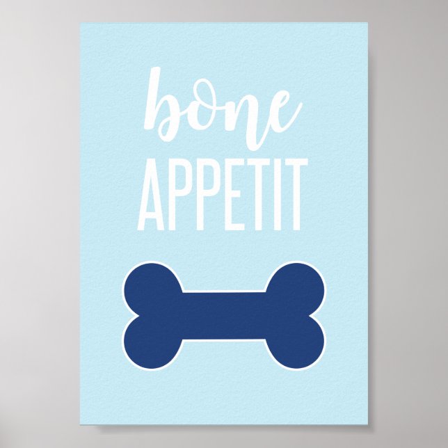 Poster Bone Appetite Chiot Anniversaire Signal Bleu (Devant)