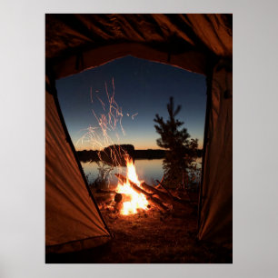 Poster Bonfre près du plan d'eau