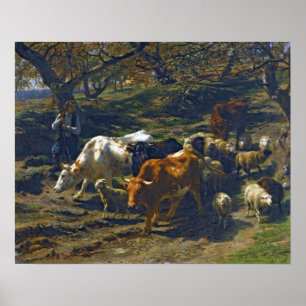 Poster Bonheur - Un Berger Avec Son Horloge